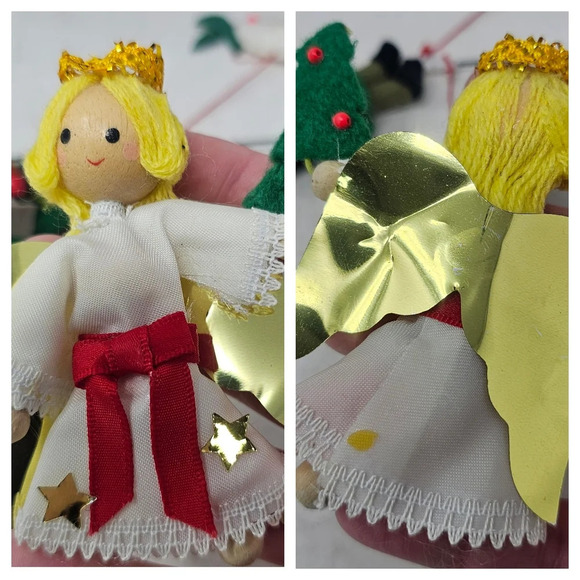 Vintage 1981 Sears Handmade Mobile Christmas Around the World Felt Wood Figures - Picture 14 of 15